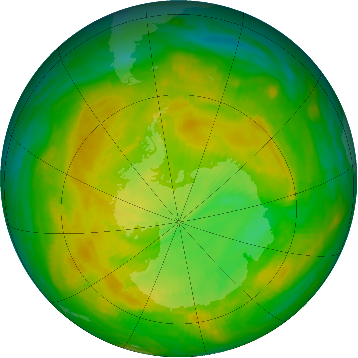Antarctic ozone map for 22 November 1988